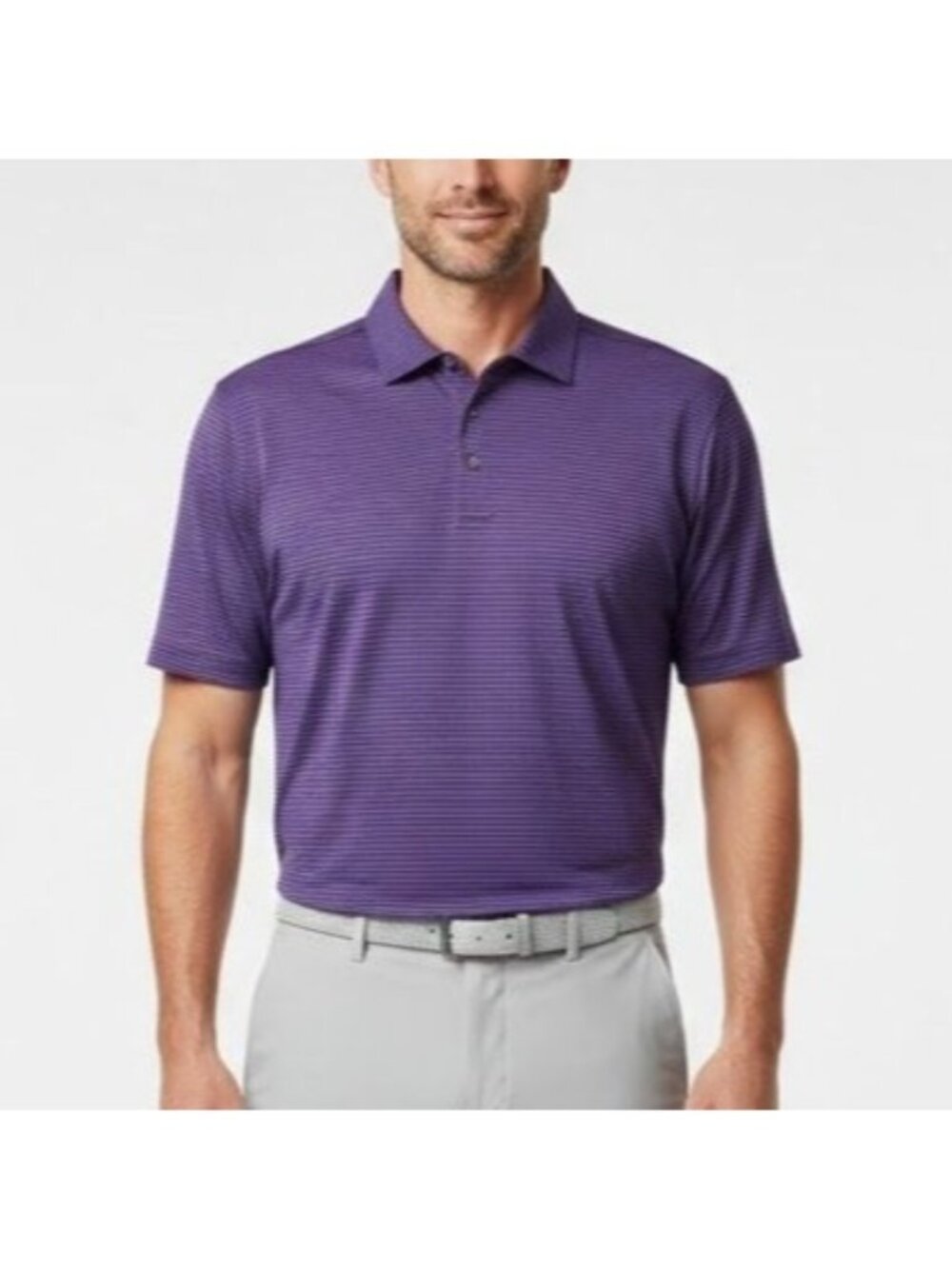 Peter Millar XL Purple Red Striped Pima Cotton Performance Golf Polo Shirt